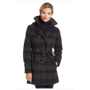 Columbia Zenith Vista II Trench Coat Plaid Jacket Belted Omni-Heat Black XL